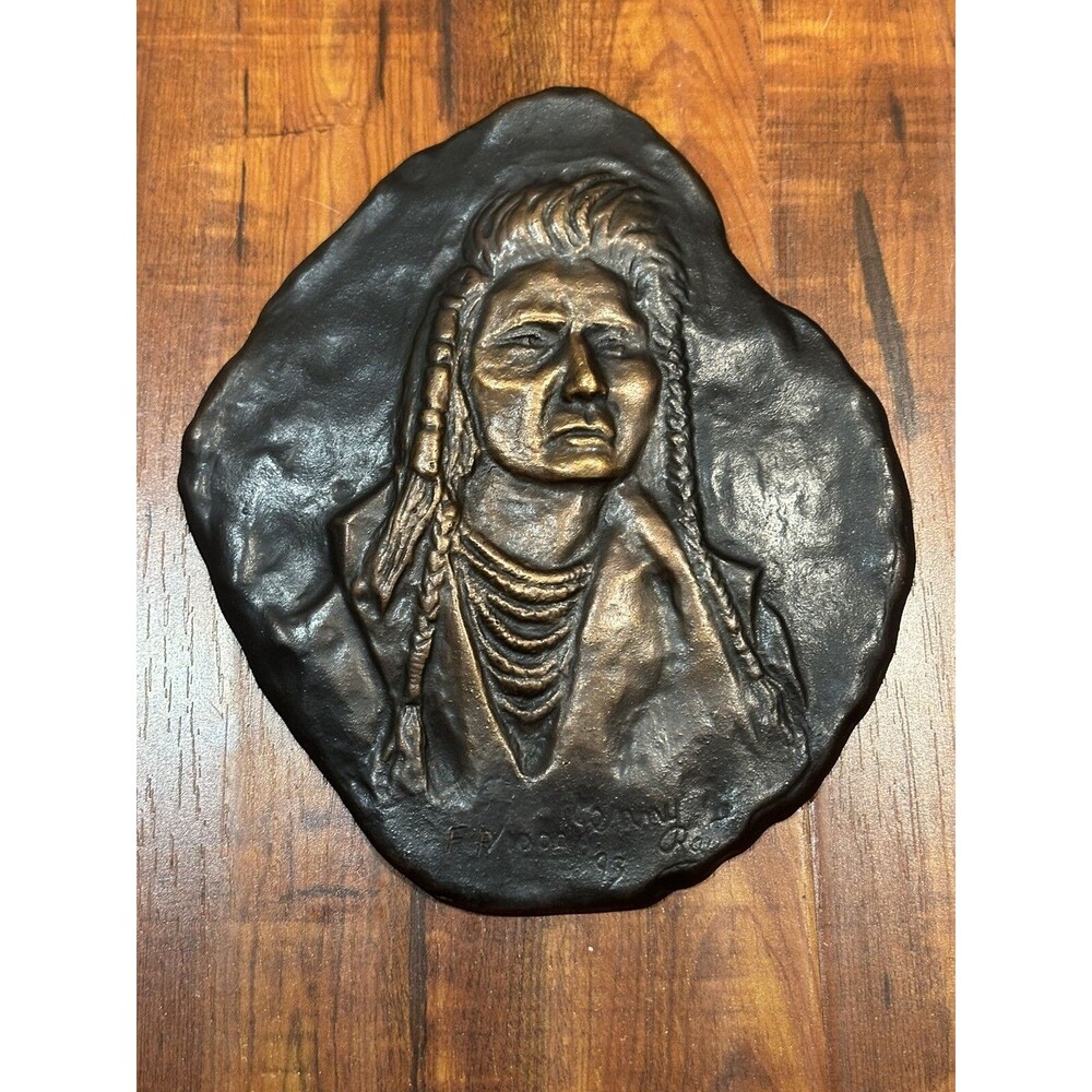 VTG Bronze Native American Indian Relief Plaque Jenny Ray Foundry Proof FP /1000